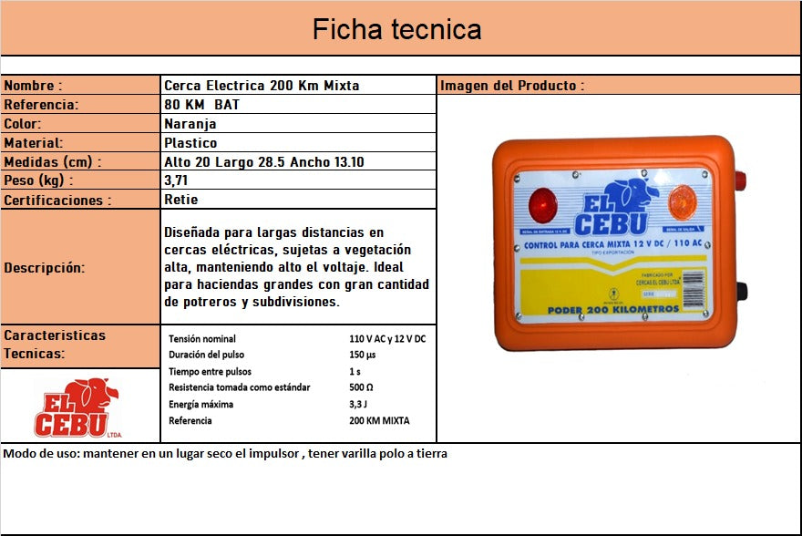 CERCA MIXTA DE 200 KM