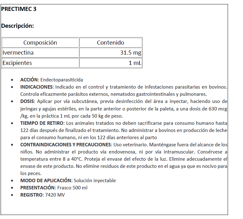 PRECTIMEC 3,15 500 ML